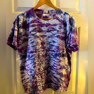 Small mixed purples and white tie dye shirt